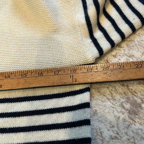 Joie blue and cream, striped cashmere wool sweater with eyelet layer size small - Picture 7 of 8